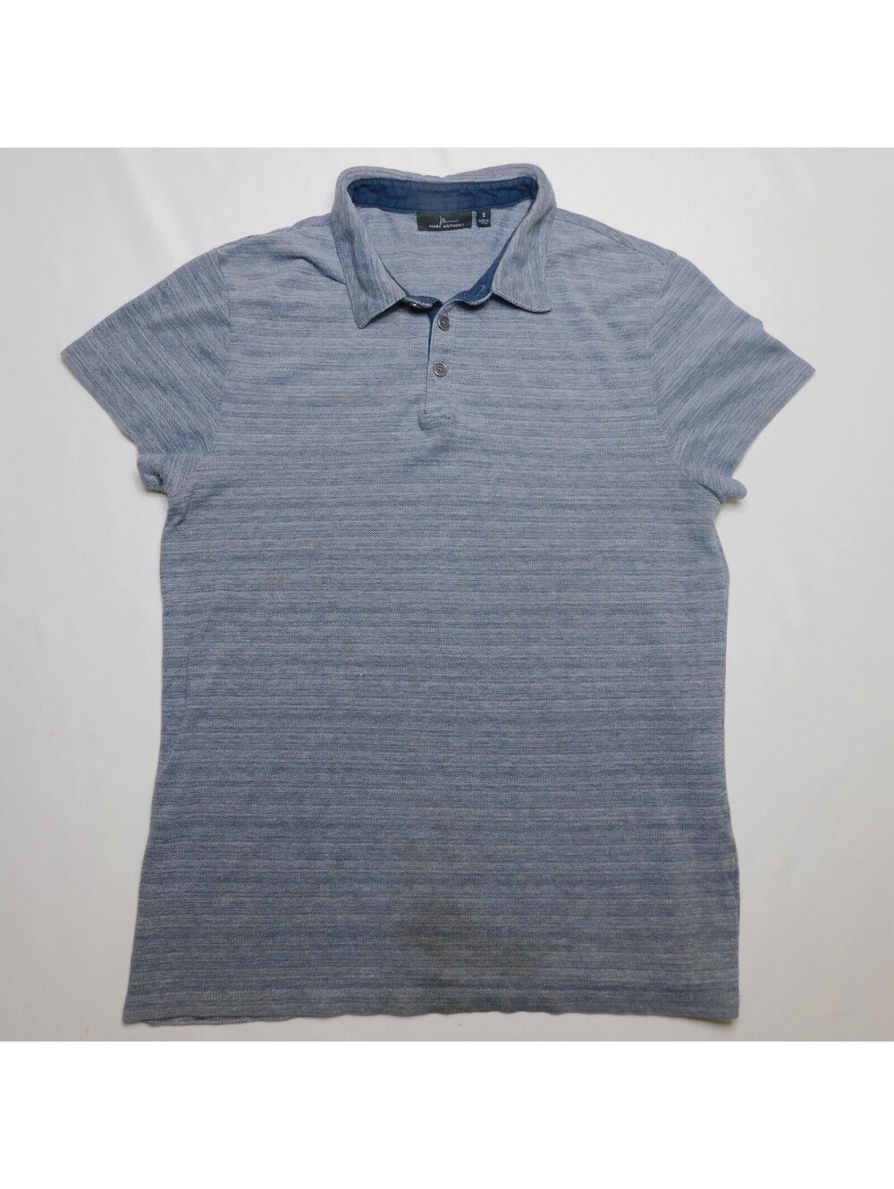 Marc Anthony Mens Small Polo Shirt Blue Heathered Space Dye Short Sleeve Casual